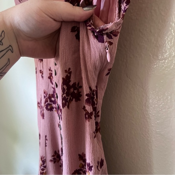 Lulus | Amaryllis Mauve Pink Floral Print Button Front Mini Dress - Picture 5 of 8